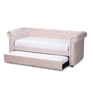Mabelle Light Pink Twin Daybed with Trundle