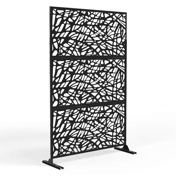 Dovelina Laser Cut 76 in. x 47.2 in. Black Metal Outdoor Privacy Screen Web Pattern (3-Piece in 1 Set)