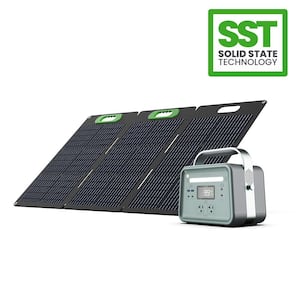 Solid-State Solar Battery Generator 330W (241Wh) Push-Button Start with 100W Portable Solar Panel, for Home, Camping