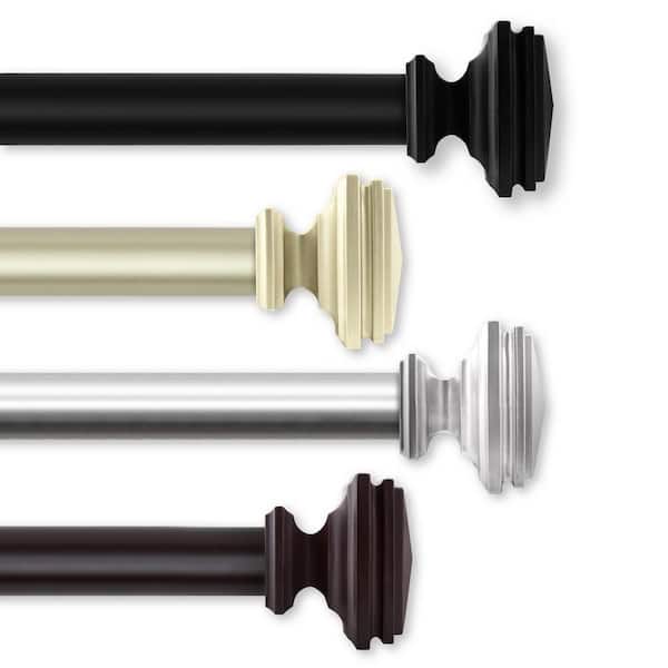 Rod Desyne Bedpost 48 in. - 84 in. Single Curtain Rod in Satin Nickel