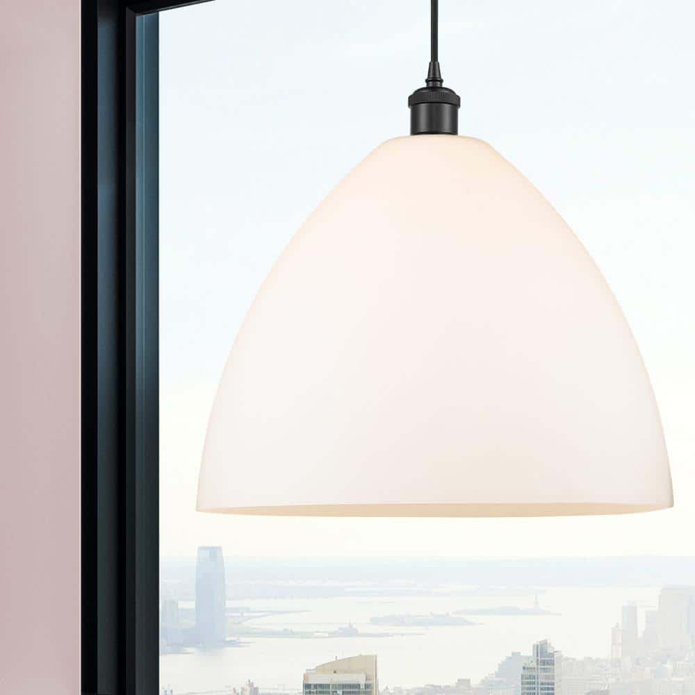 Ballston Mini 18'' Matte Black and White Cord Hung Pendant Light