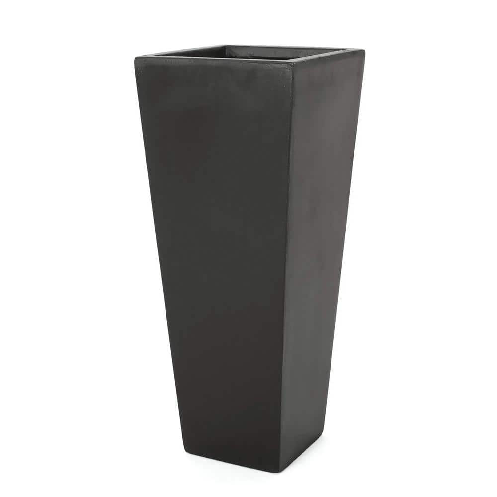 PVC Pots 13 in. x 32.5 in. Outdoor Modern Cast Stone Planter, Black-Main Ma