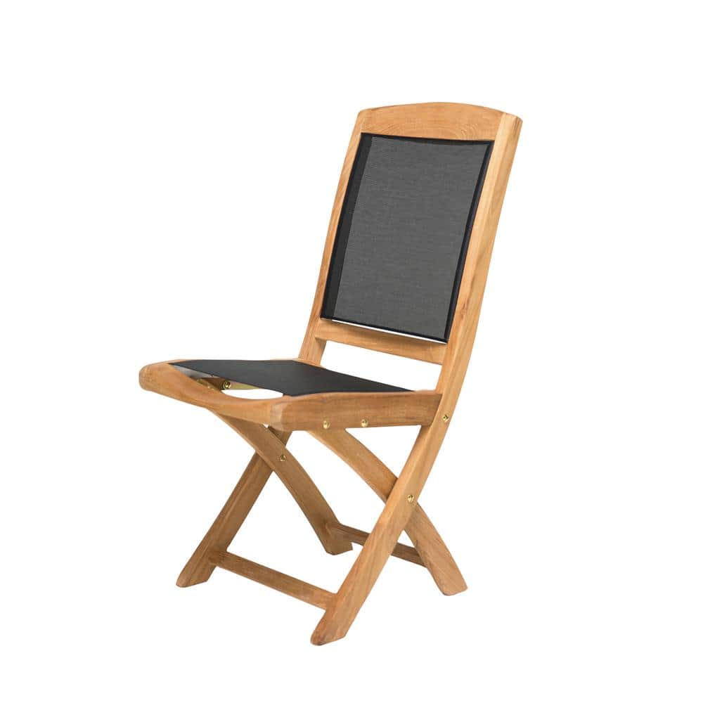 Colorado Natural Teak Wood Folding Outdoor Lounge Chair with Textilene Back