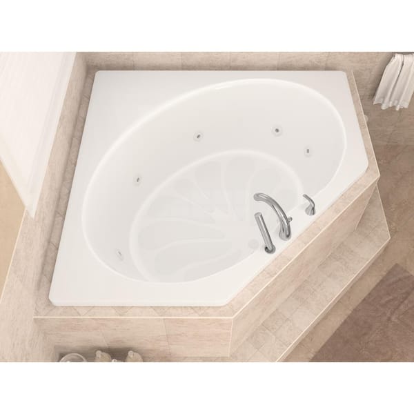 Universal Tubs Pearl 5.6 ft. Acrylic Center Drain Flatbottom Whirlpool and Air Bath Tub in White HD3467RD