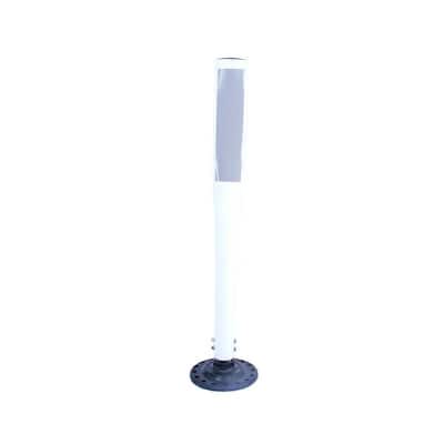36 in. White Flat Delineator Post and Base with 3 in. x 12 in. High-Intensity Strip