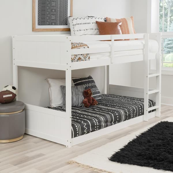 Linon Home Decor Dacian White Twin Over Twin Low Profile Bunk Bed