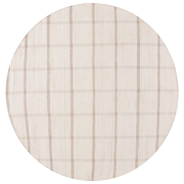 Montauk 6 ft. x 6 ft. Ivory/Beige Geometric Lattice Round Area Rug