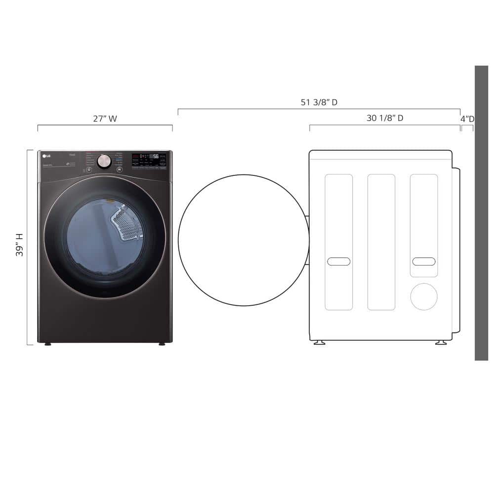 Black Steel 7.4 Cu. Ft. Smart Front Load Electric Dryer with TurboSteam