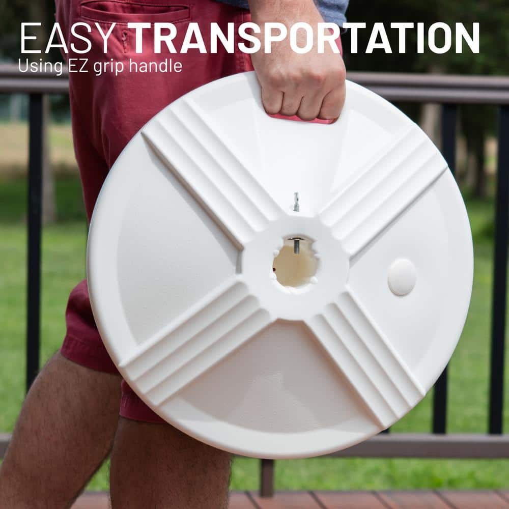 White Fillable Concrete Patio Umbrella Base