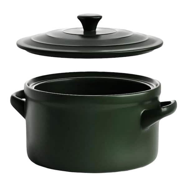 3 qt. Round Ceramic Dutch Oven Pot in Forest Green with Lid, Non-Toxic, Easy-Clean, Oven Safe, 1-Pack