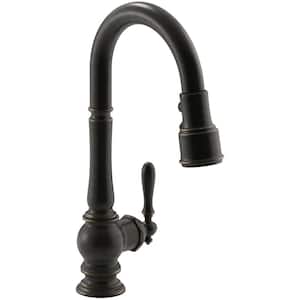Artifacts Single-Handle Pull-Down Sprayer Kitchen Faucet in Oil Rubbed Bronze