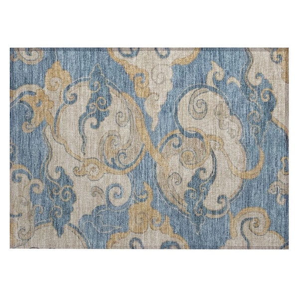 Chantille Machine Washable Indoor/Outdoor Abstract ACN3034 Denim 3 ft. x 4 ft. Area Rug