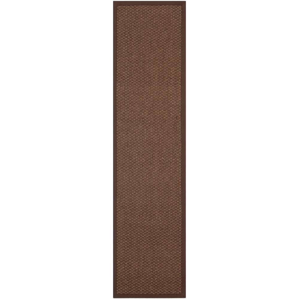 Chocolate Brown Cotton Tufted Runner Rug with Non-slip Backing