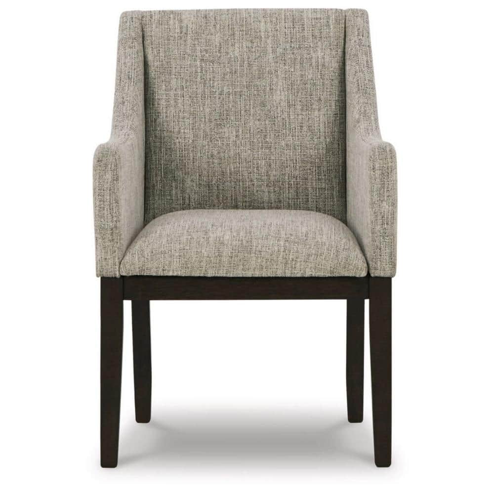 Beige and Brown Upholstered Wood Dining Armchair Set