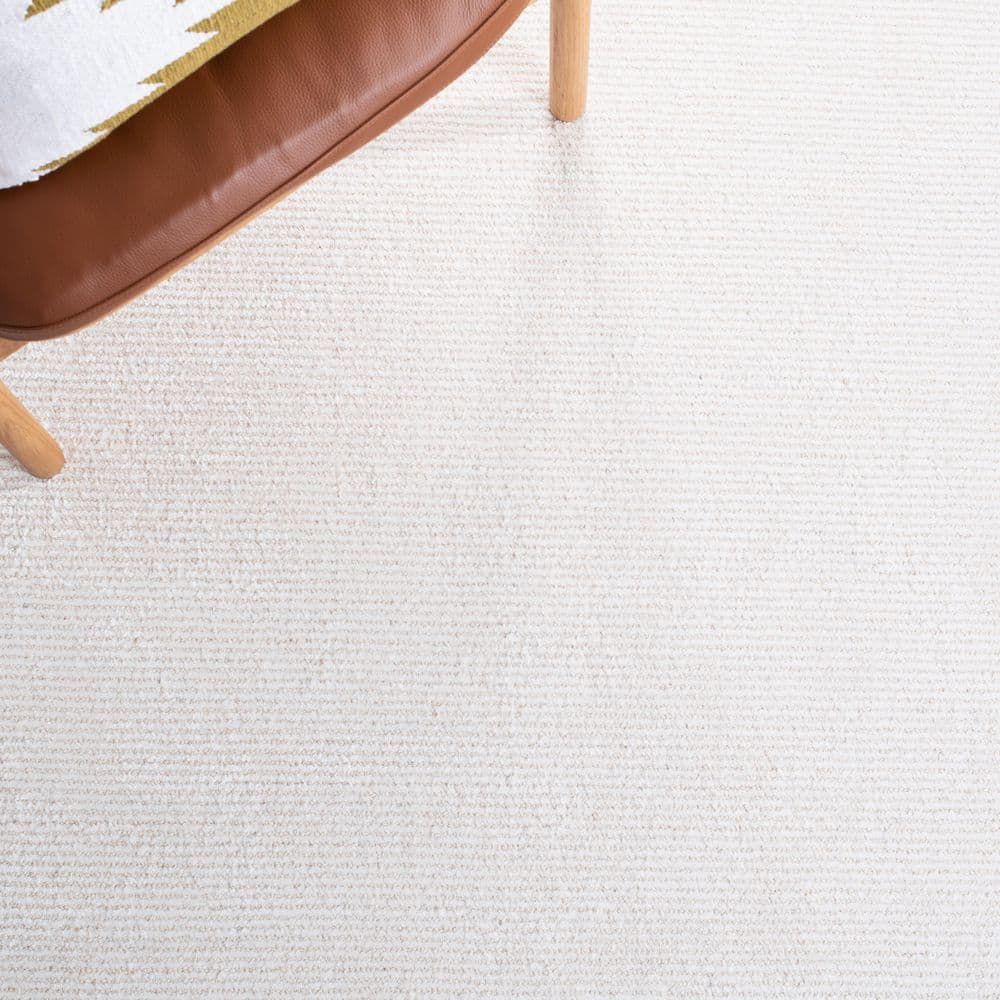 Ivory Hand Tufted Wool and Viscose Square Rug, 6 ft