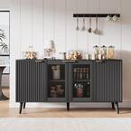 JASIWAY Modern Black Particle Board 55.12 in. Buffet Sideboard