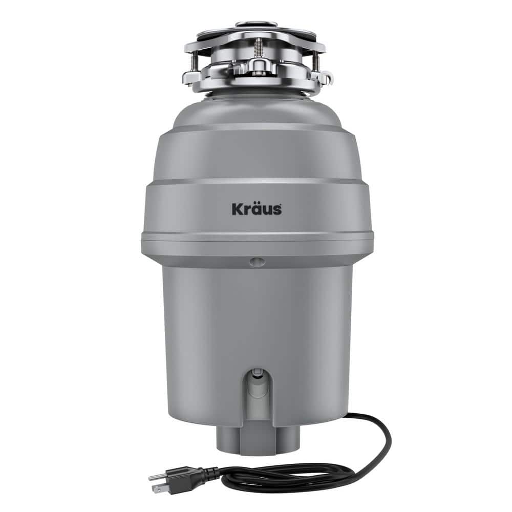 KRAUS Waste Guard High-Speed 3/4 HP Continuous Feed 3-Bolt Garbage Disposal with Power Cord and Flange Included