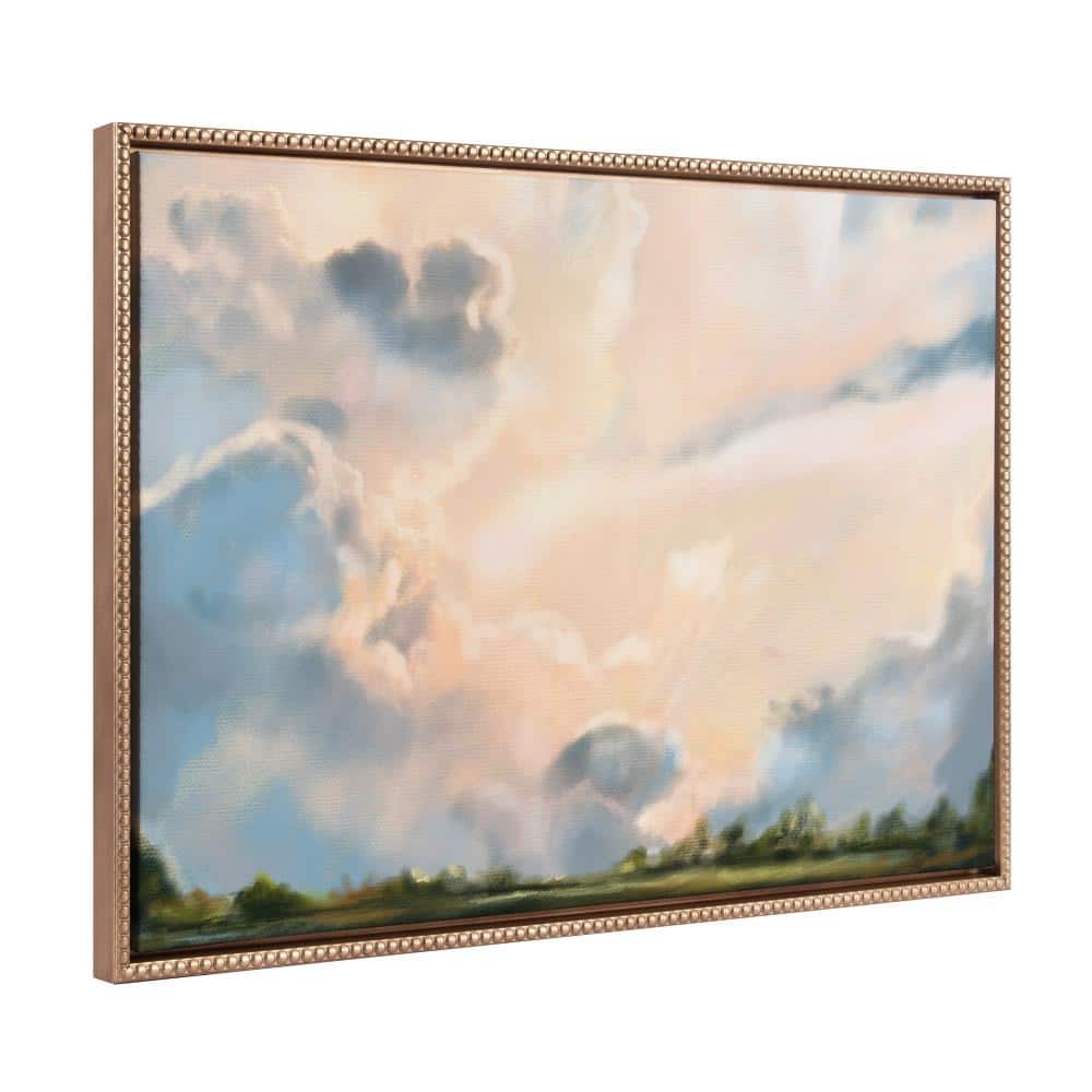 Gold Framed Clouds Landscape Canvas Wall Art, 23x33