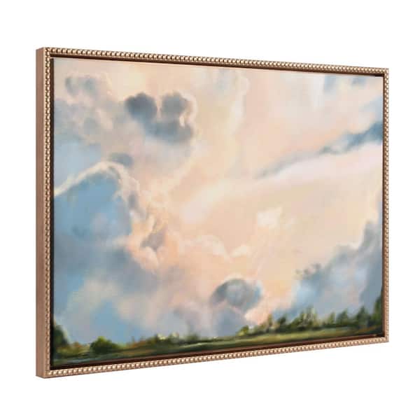 Kate and Laurel Modern Clouds Landscape Framed Canvas Art 1-Piece Gold Framed Canvas Art Print, 23 in. x 33 in.