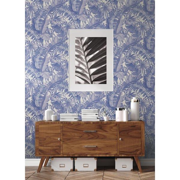 Periwinkle Maui Leaf Peel and Stick Vinyl Wallpaper