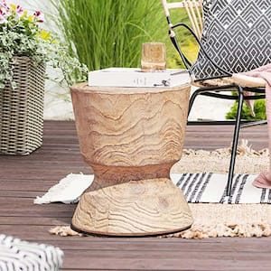 Brown Concrete Wood Outdoor Side Table