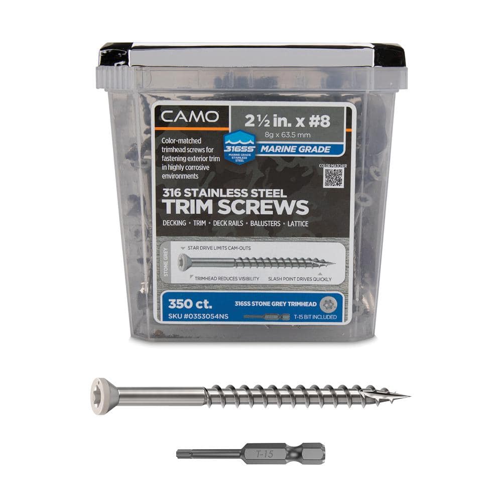2-1/2 in. #8 316 Stainless Steel Stone Gray Premium Star Drive Trim Screws (350-Count) price history on PriceWatchPro