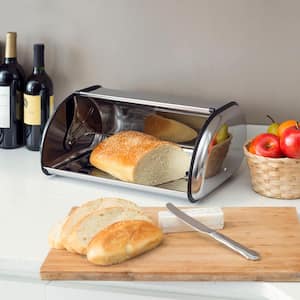 1-Piece Stainless Steel Bread Storage Box in Silver