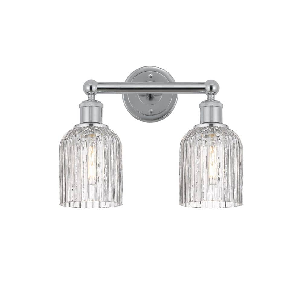 Bridal Veil 14 in. 2-Light Polished Chrome Vanity Light with Glass Shade price history on PriceWatchPro