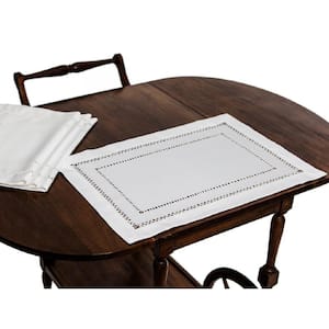 13 in. x 19 in. White Double Hemstitch Easy-Care Placemats (Set of 4)