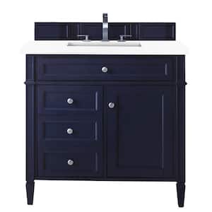 Brittany 36.0 in. W x 23.5 in. D x 34 in. H Bathroom Vanity in Victory Blue with White Zeus Quartz Top