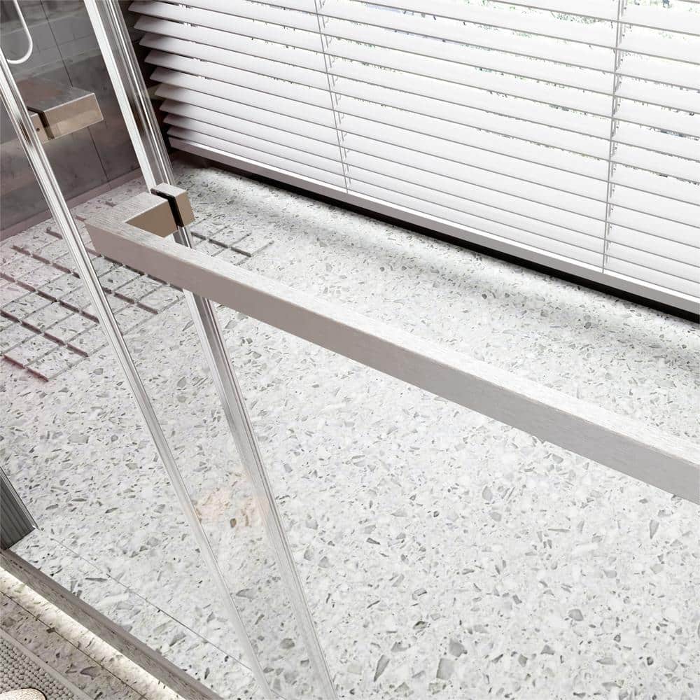 60" W x 76" H Brushed Nickel Frameless Sliding Shower Door