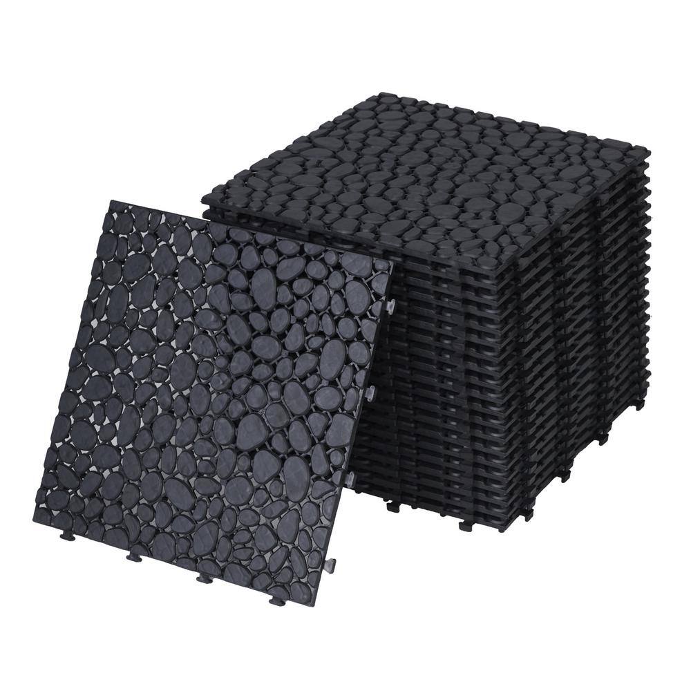 1 ft. x 1 ft. Waterproof Interlocking Deck Tiles All Weather Anti-Slip in Black (12-Pieces) price history on PriceWatchPro