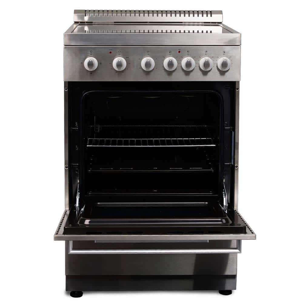 24-inch Stainless Steel Freestanding Electric Range with Glass Cooktop