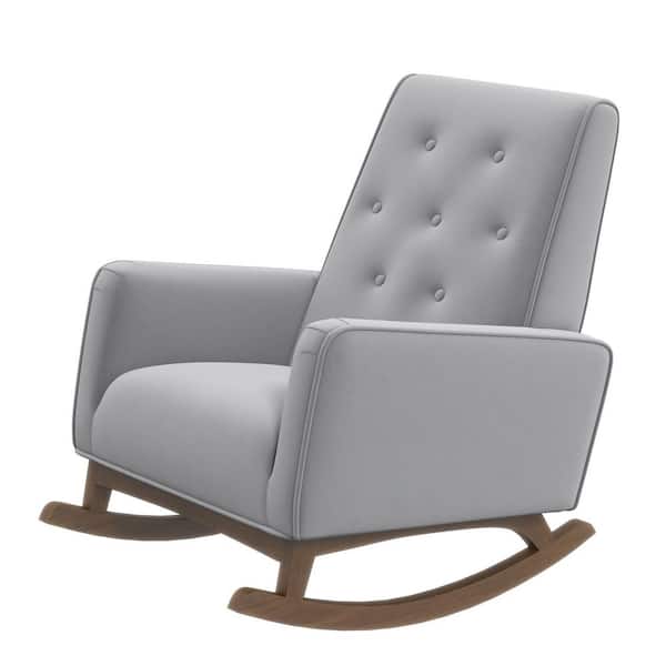 Ashcroft Furniture Co Dalston Modern Microfiber Upholstered Indoor Livingroom Rocking Accent Chair in Light Gray