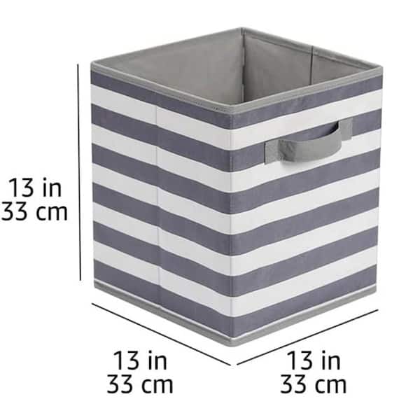 13 in. H x 13 in. W x 13 in. D White/ Light Grey Stripe Cube