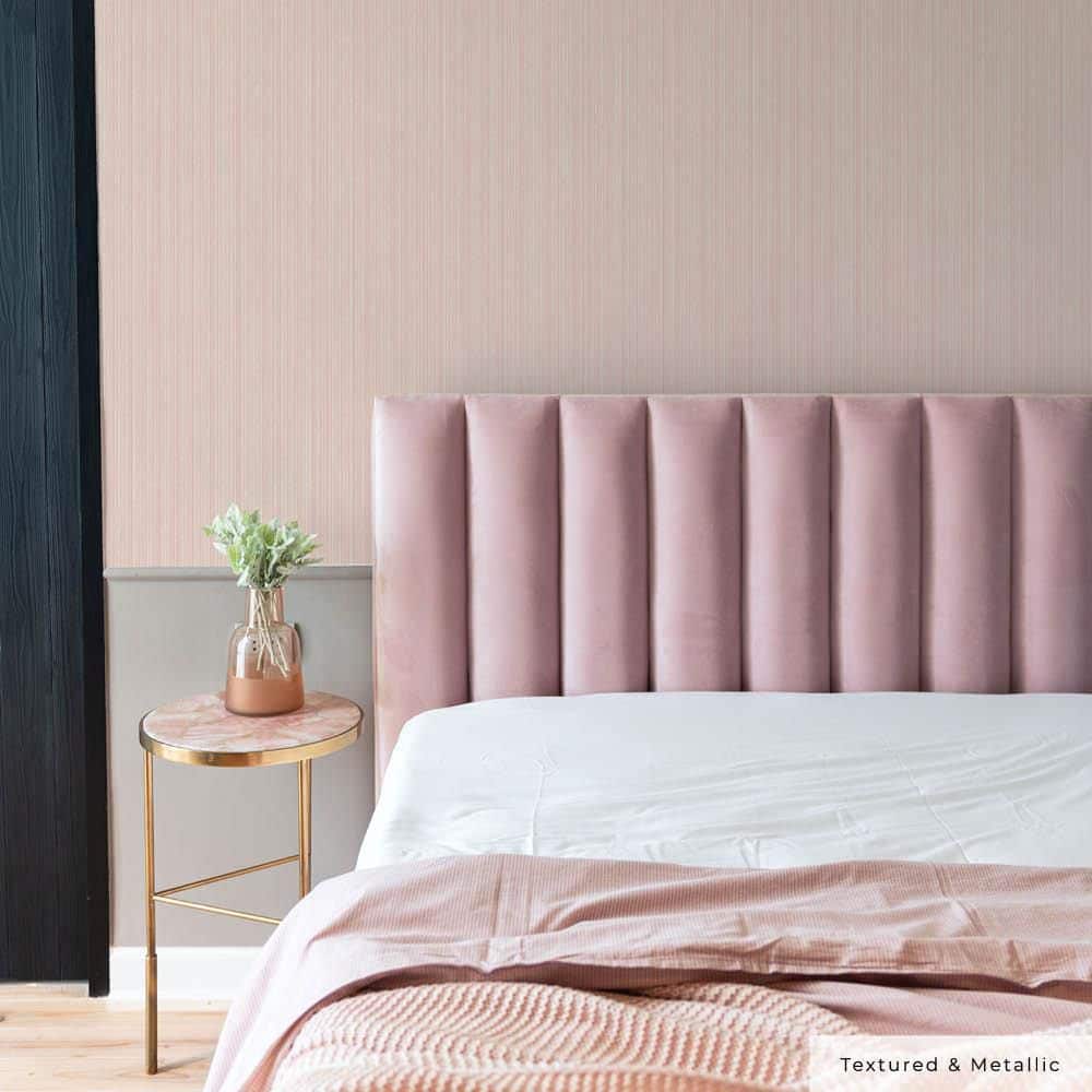 Pink Textured Grasscloth Peel and Stick Wallpaper Roll