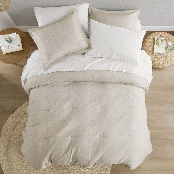 Camden 7-Piece Neutral Microfiber King Comforter Set with Bed Sheets