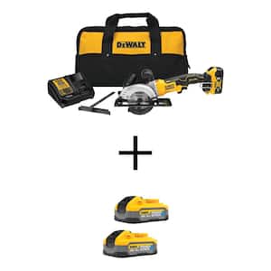 Atomic 20-Volt Max Cordless Brushless 4-1/2 in. Circular Saw w/(2) 5.0Ah Powerstack and (1) 5.0Ah Batteries and Charger