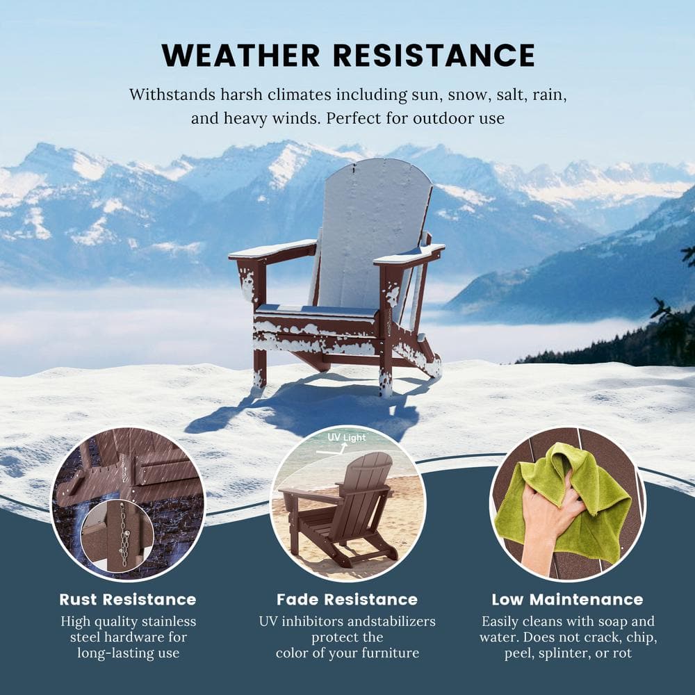 Dark Brown Moisture-Proof Finish Adirondack Chair Set of 2