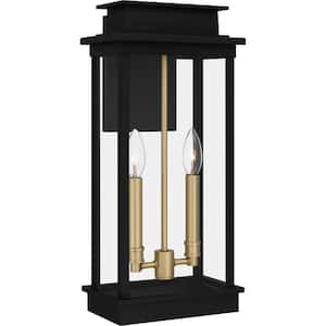 Noelle 2-Light Matte Black Outdoor Wall Lantern Sconce