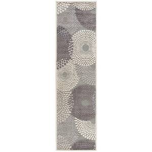 Graphic Illusions Grey 2 ft. x 8 ft. Geometric Modern Runner Rug