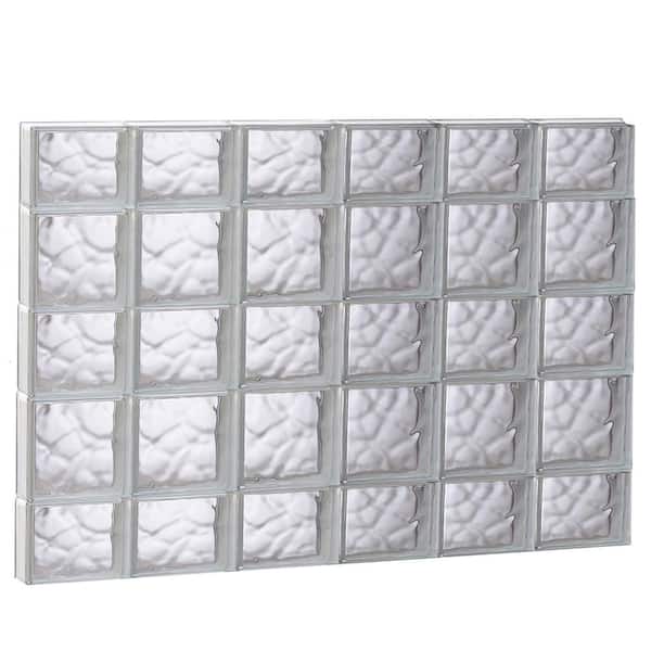 Clearly Secure 46.5 in. x 32.75 in. x 3.125 in. Frameless Wave Pattern Non-Vented Glass Block Window
