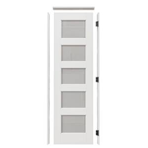 ARK DESIGN 24 in. x 96 in. Right Handed 5-Lite Frosted Glass White MDF ...