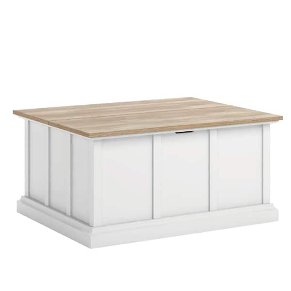 SAUDER Cottage Road 38.976 in. White Rectangle Engineered Wood Coffee Table Lift-Top