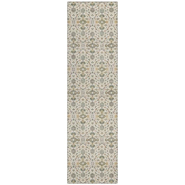 Chantille Machine Washable Indoor/Outdoor Abstract ACN2917 Cream 2 ft. x 7 ft. Runner Rug
