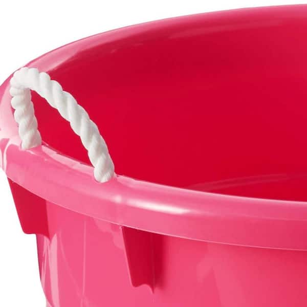 18 Gal. Black Plastic Utility Storage Bucket Tub with Rope Handles (8-Pack)