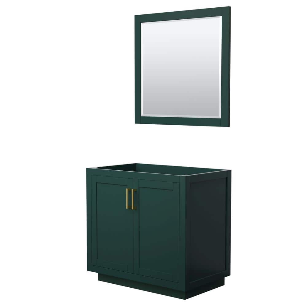 Miranda 35.25 in. W x 21.75 in. D x 33 in. H Single Sink Bath Vanity Cabinet without Top in Green with 34 in. Mirror price history on PriceWatchPro