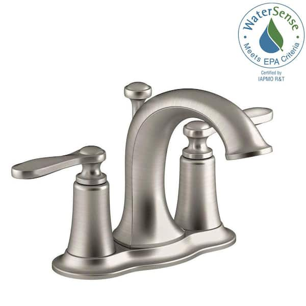 KOHLER Linwood 4 in. Centerset 2-Handle Water-Saving Bathroom Faucet in Brushed Nickel