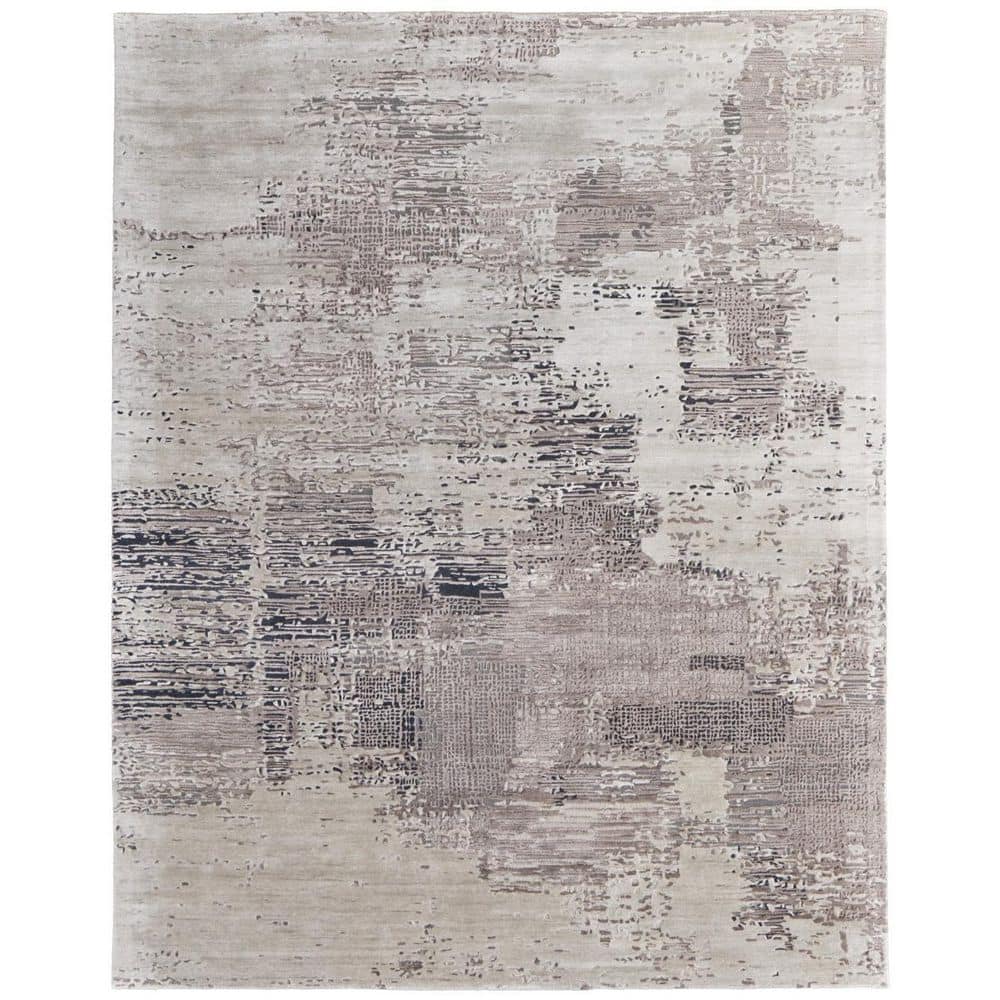 HomeRoots 10 ft. x 14 ft. Brown Black and Tan Abstract Hand Tufted Area ...