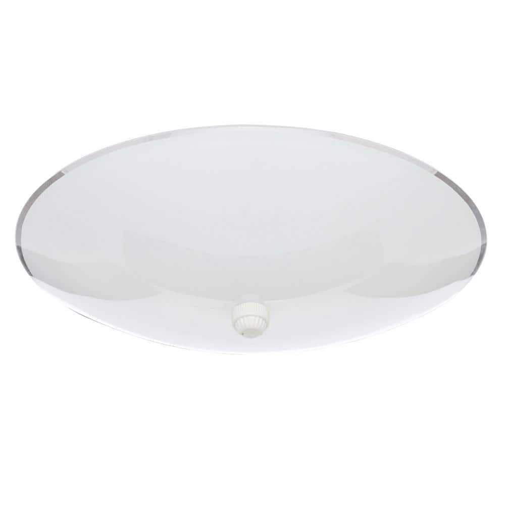 12" White Glass Drum Two-Light Ceiling Fixture